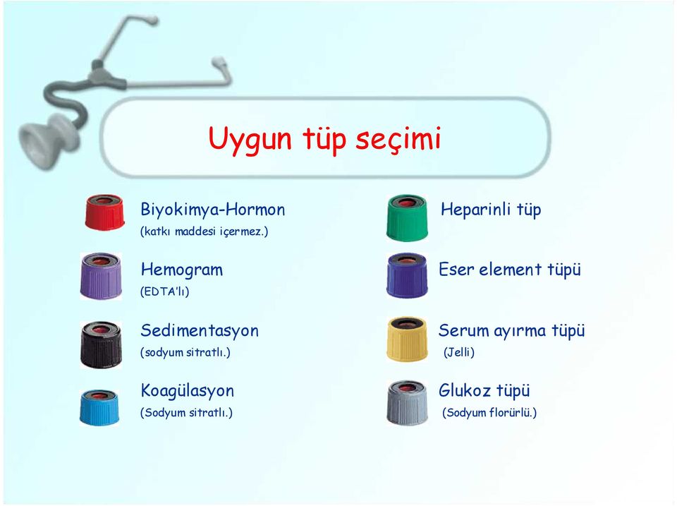 ) Hemogram Eser element tüpü (EDTA lı) Sedimentasyon