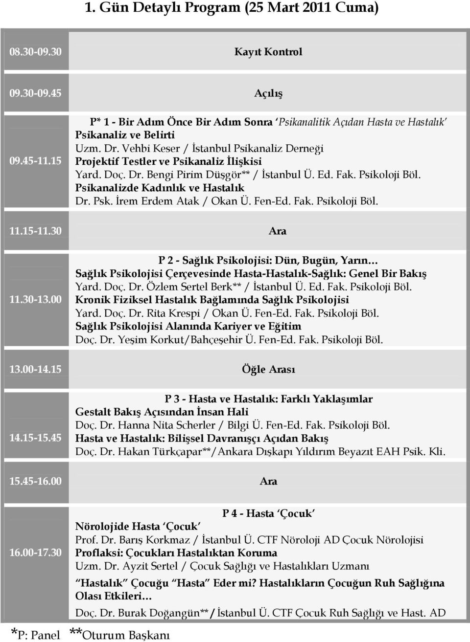 Psk. İrem Erdem Atak / Okan Ü. Fen-Ed. Fak. Psikoloji Böl. 11.15-11.30 Ara 11.30-13.