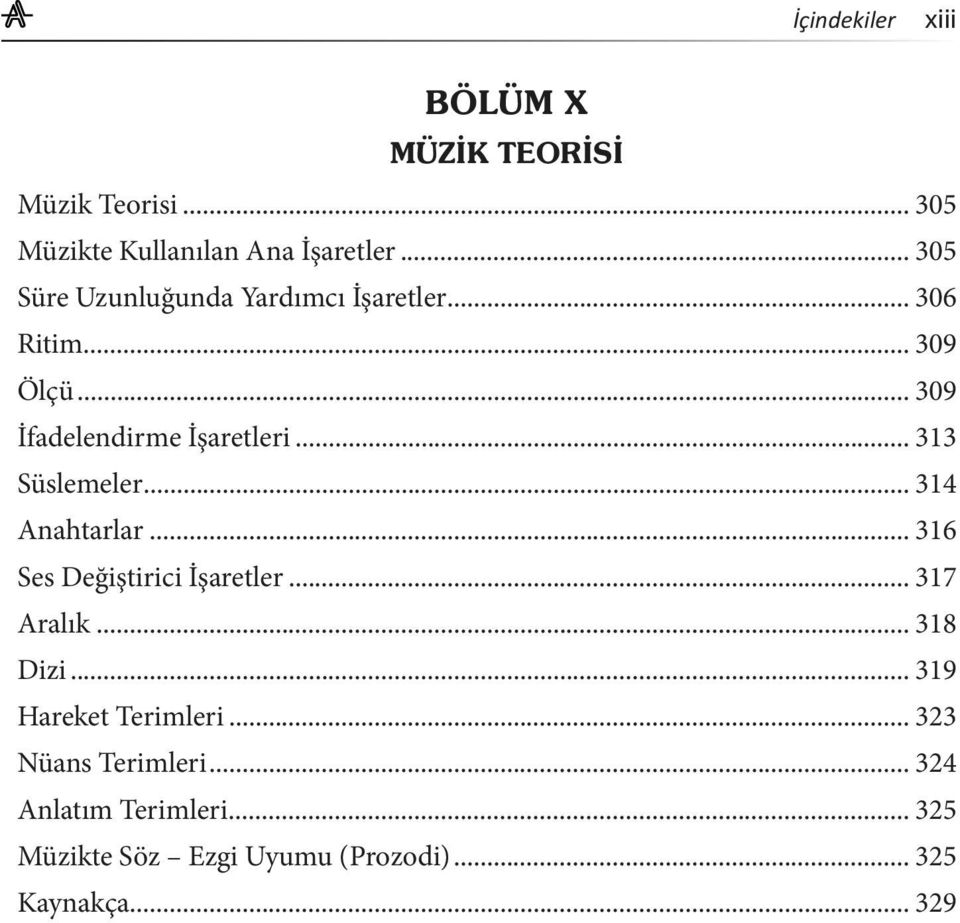 .. 313 Süslemeler... 314 Anahtarlar... 316 Ses Değiştirici İşaretler... 317 Aralık... 318 Dizi.
