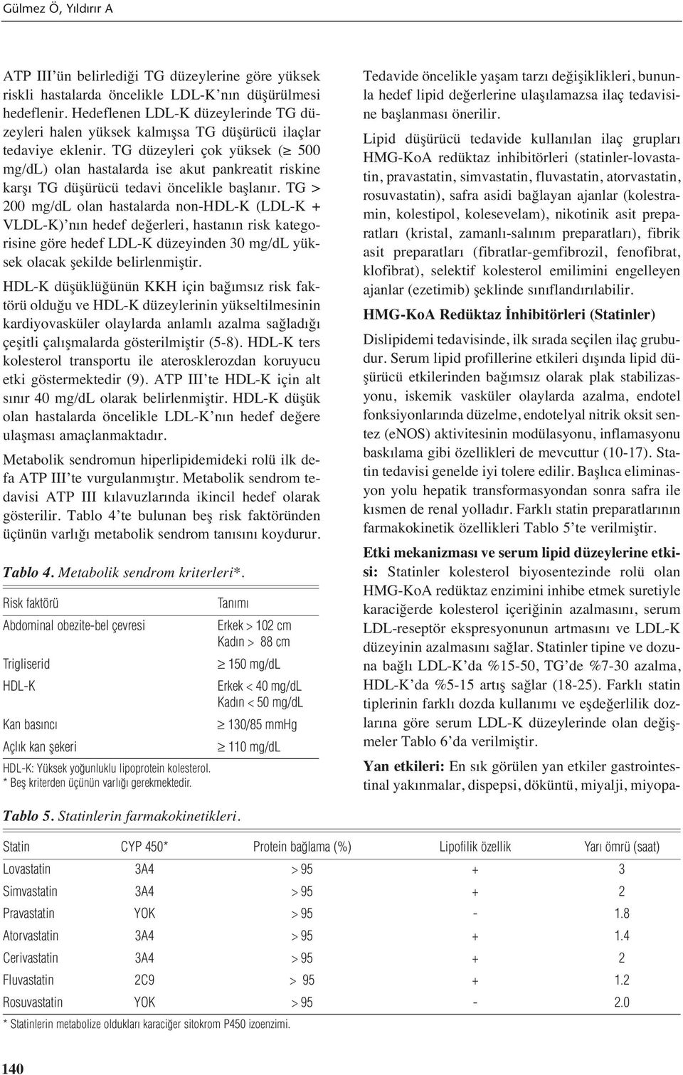 TG düzeyleri çok yüksek ( 500 mg/dl) olan hastalarda ise akut pankreatit riskine karş TG düşürücü tedavi öncelikle başlan r.