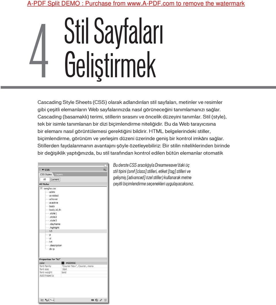 görüneceğini tanımlamanızı sağlar. Cascading (basamaklı) terimi, stillerin sırasını ve öncelik düzeyini tanımlar. Stil (style), tek bir isimle tanımlanan bir dizi biçimlendirme niteliğidir.