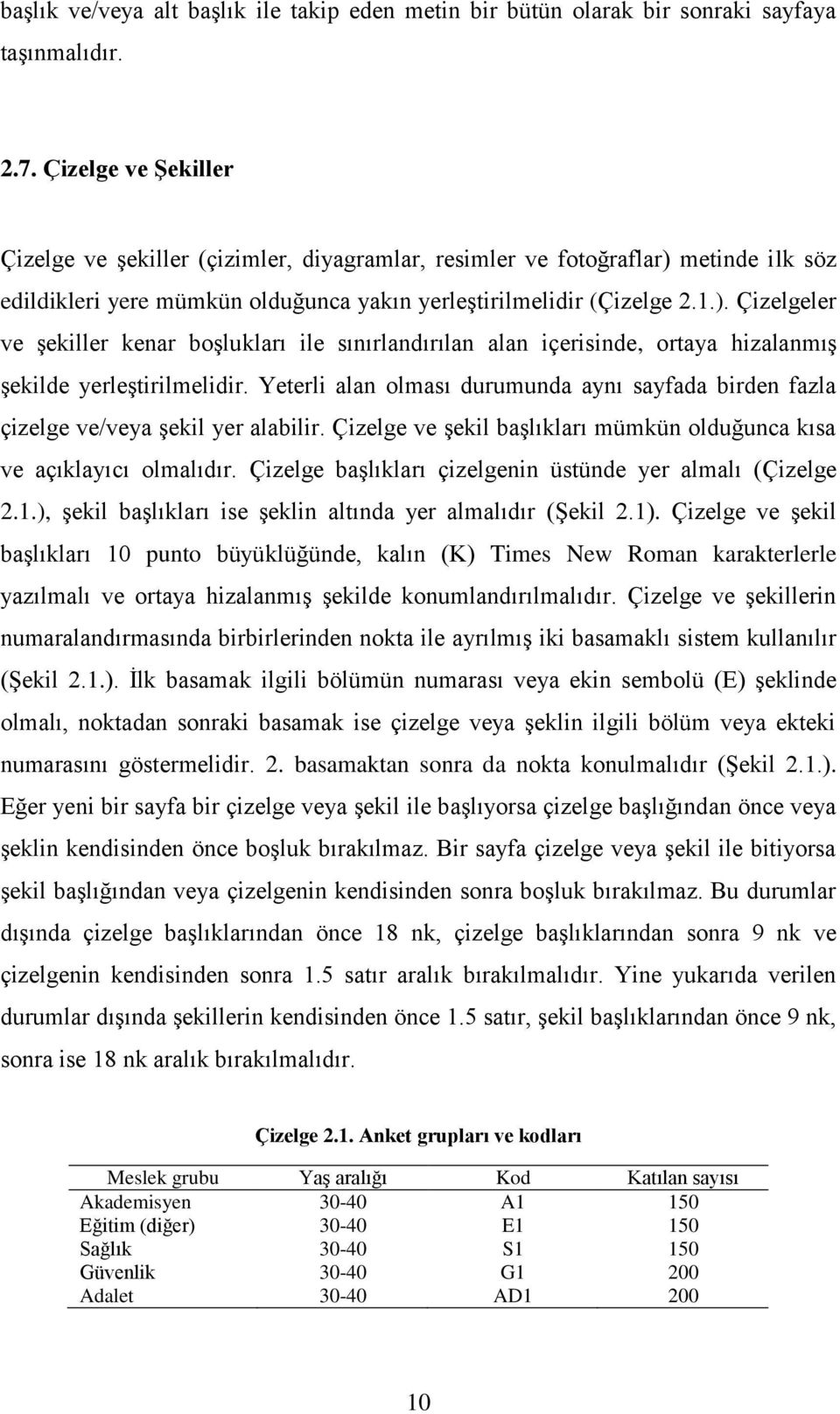 metinde ilk söz edildikleri yere mümkün olduğunca yakın yerleştirilmelidir (Çizelge 2.1.).