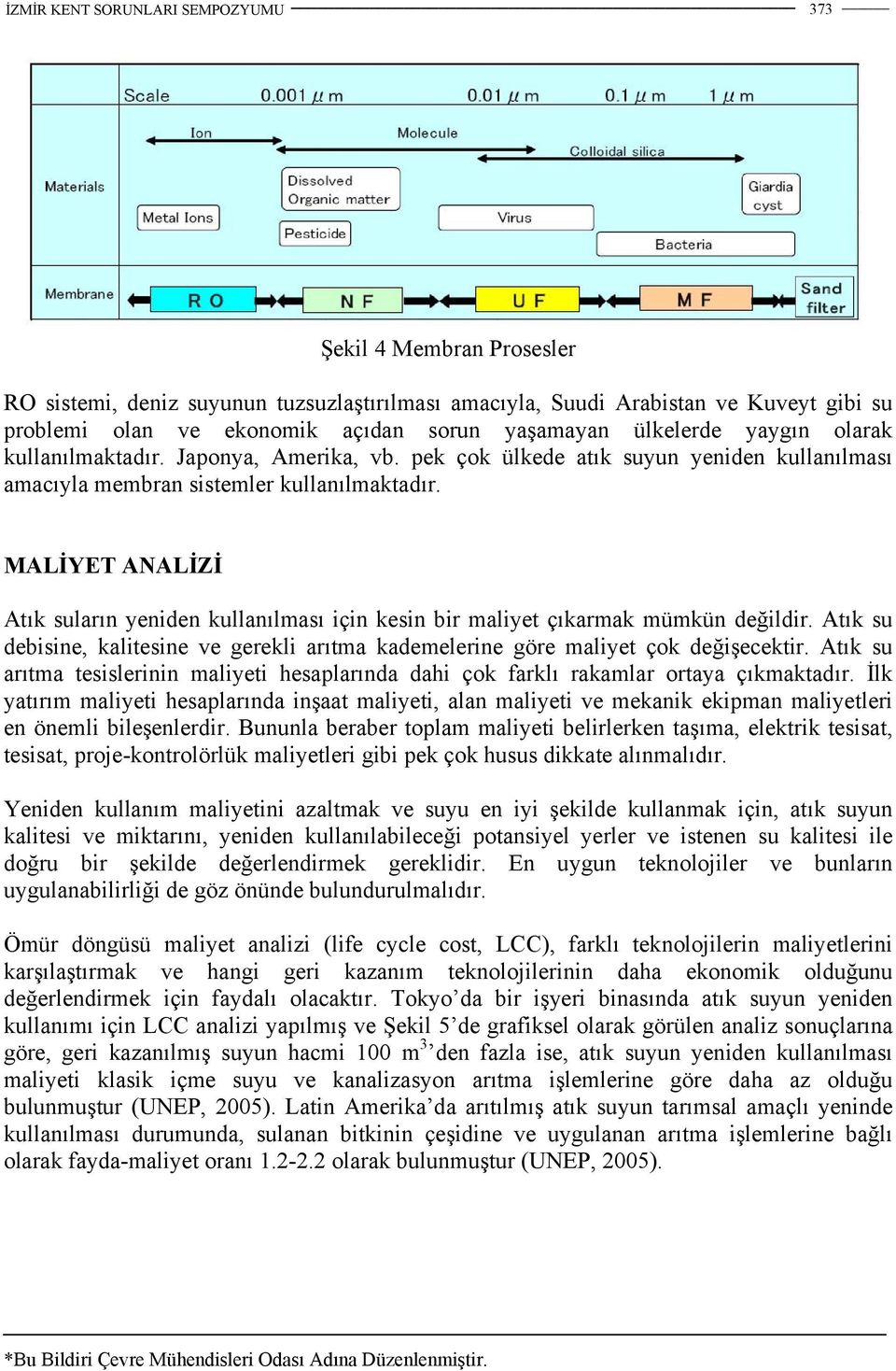 MALİYET ANALİZİ Atık suların yeniden kullanılması için kesin bir maliyet çıkarmak mümkün değildir. Atık su debisine, kalitesine ve gerekli arıtma kademelerine göre maliyet çok değişecektir.