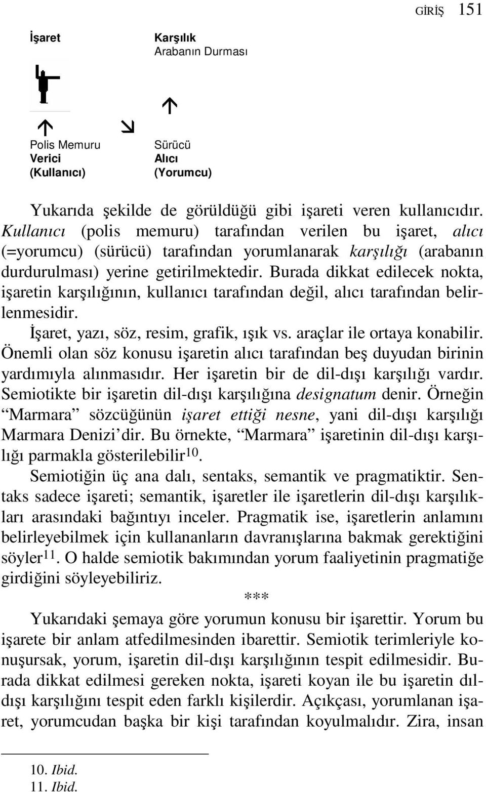 Burada dikkat edilecek nokta, işaretin karşılığının, kullanıcı tarafından değil, alıcı tarafından belirlenmesidir. İşaret, yazı, söz, resim, grafik, ışık vs. araçlar ile ortaya konabilir.