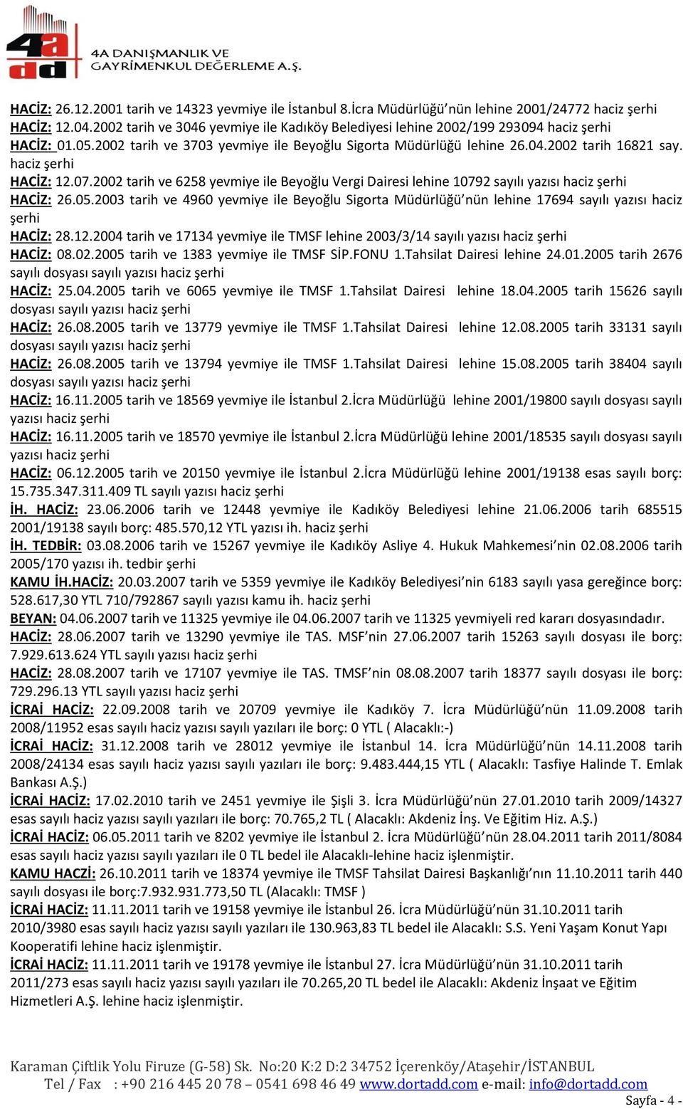 haciz şerhi HACİZ: 12.07.2002 tarih ve 6258 yevmiye ile Beyoğlu Vergi Dairesi lehine 10792 sayılı yazısı haciz şerhi HACİZ: 26.05.