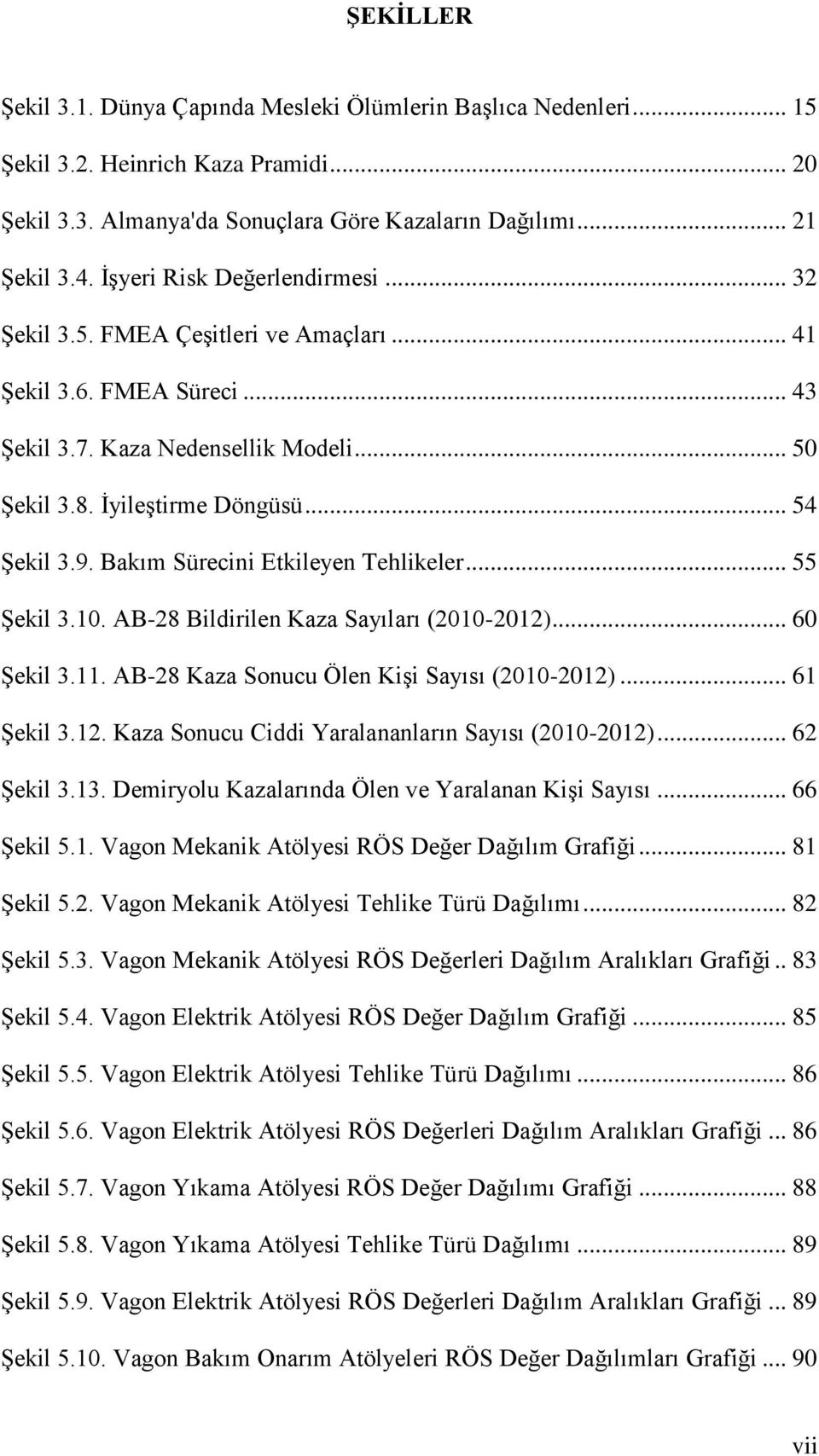 Bakım Sürecini Etkileyen Tehlikeler... 55 Şekil 3.10. AB-28 Bildirilen Kaza Sayıları (2010-2012)... 60 Şekil 3.11. AB-28 Kaza Sonucu Ölen Kişi Sayısı (2010-2012)... 61 Şekil 3.12. Kaza Sonucu Ciddi Yaralananların Sayısı (2010-2012).