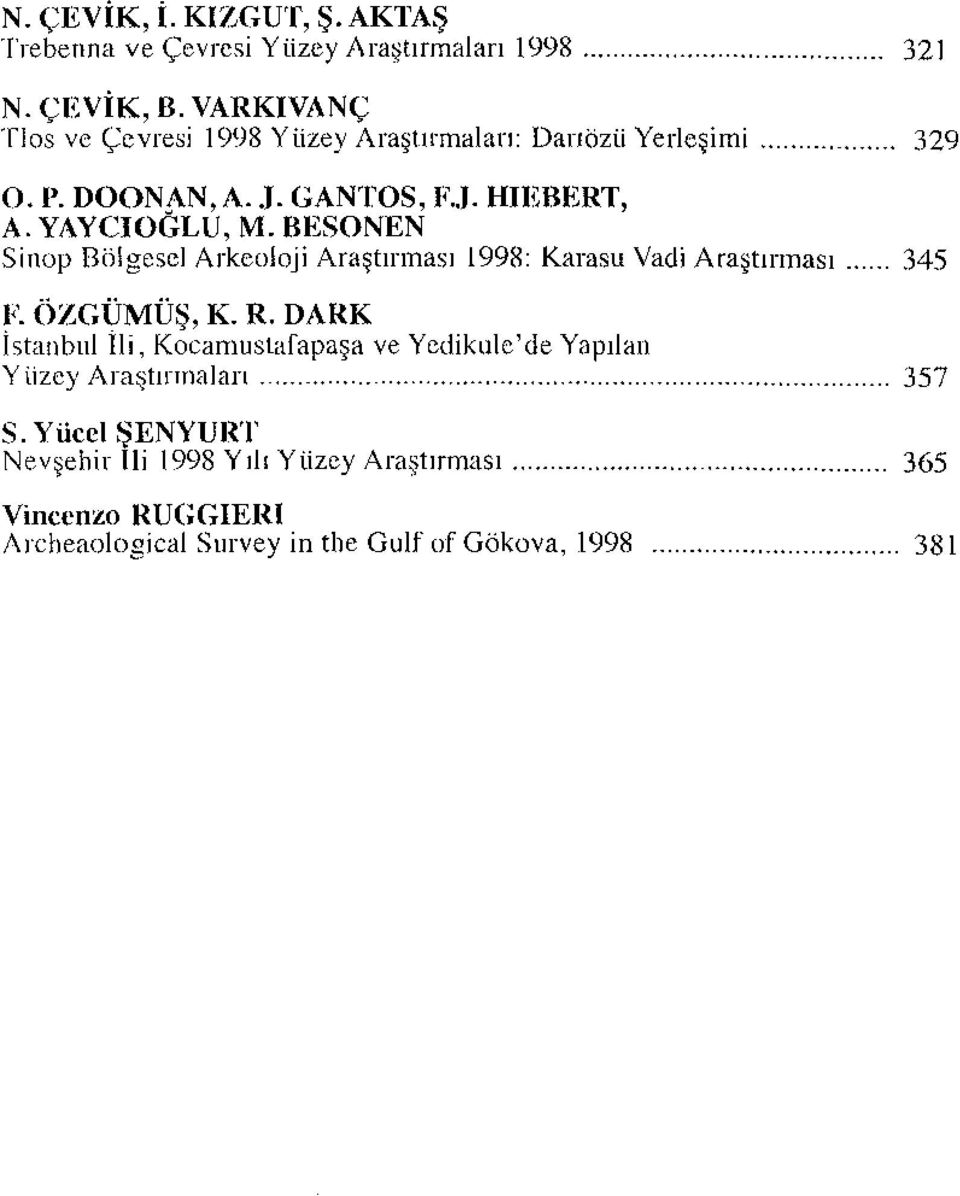 BESONEN Sinop Bölgesel Arkeoloji Araştırması 1998: Karasu Vadi Araştırması 345 F. ÖZGÜMÜŞ, K. R.