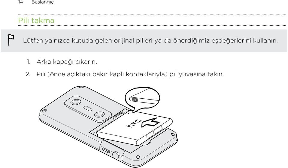 eşdeğerlerini kullanın. 1. Arka kapağı çıkarın. 2.