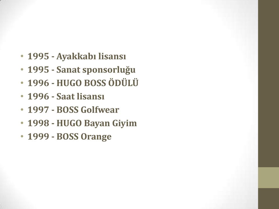 1996 - Saat lisansı 1997 - BOSS