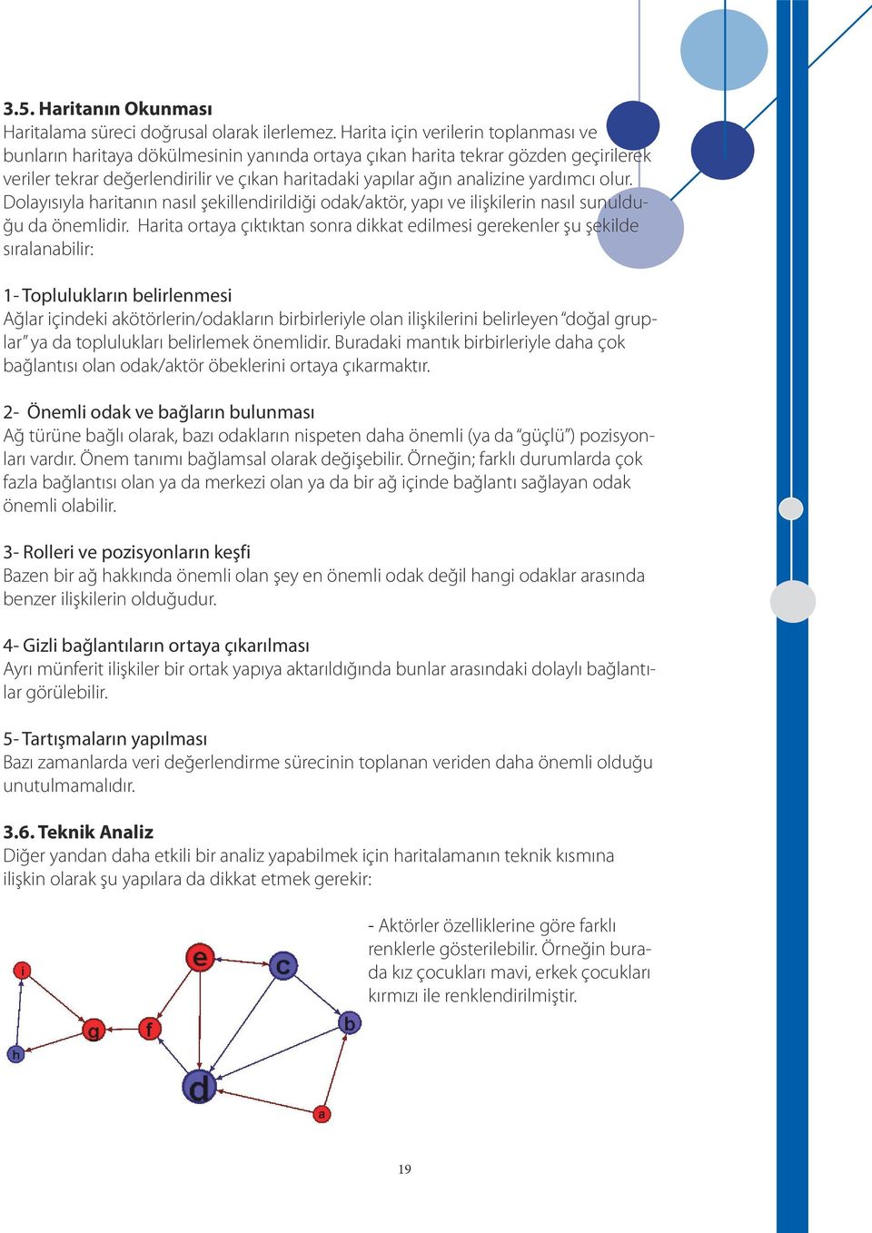 yardımcı olur. Dolayısıyla haritanın nasıl şekillendirildiği odak/aktör, yapı ve ilişkilerin nasıl sunulduğu da önemlidir.