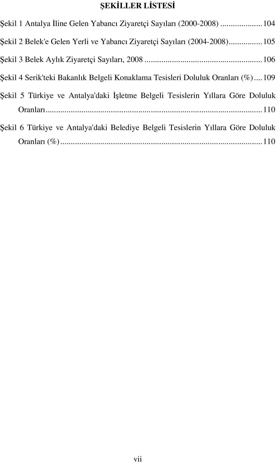 ..106 Şekil 4 Serik'teki Bakanlık Belgeli Konaklama Tesisleri Doluluk Oranları (%).