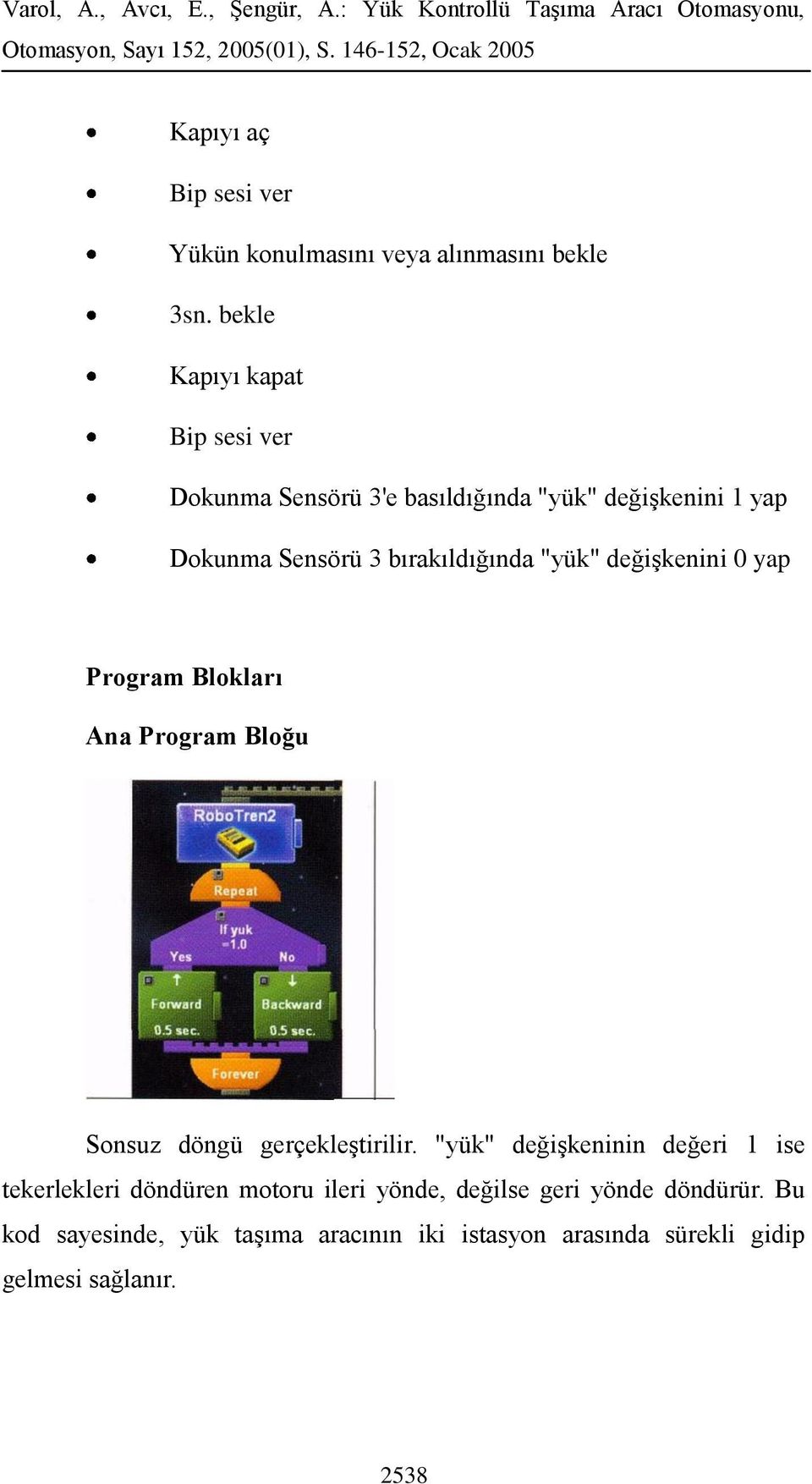 bırakıldığında "yük" değişkenini 0 yap Program Blokları Ana Program Bloğu Sonsuz döngü gerçekleştirilir.