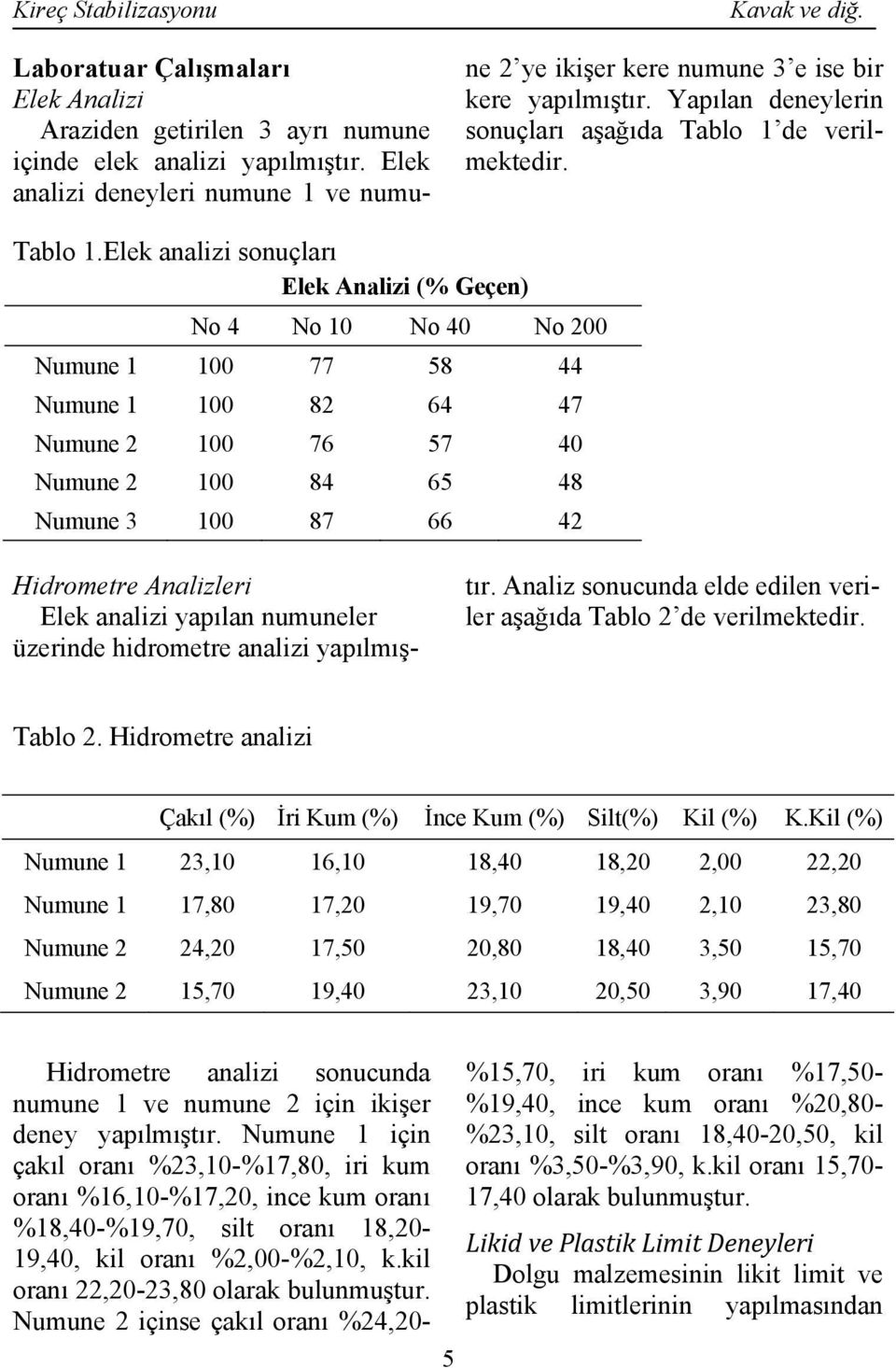 de verilmektedir. Tablo 1.