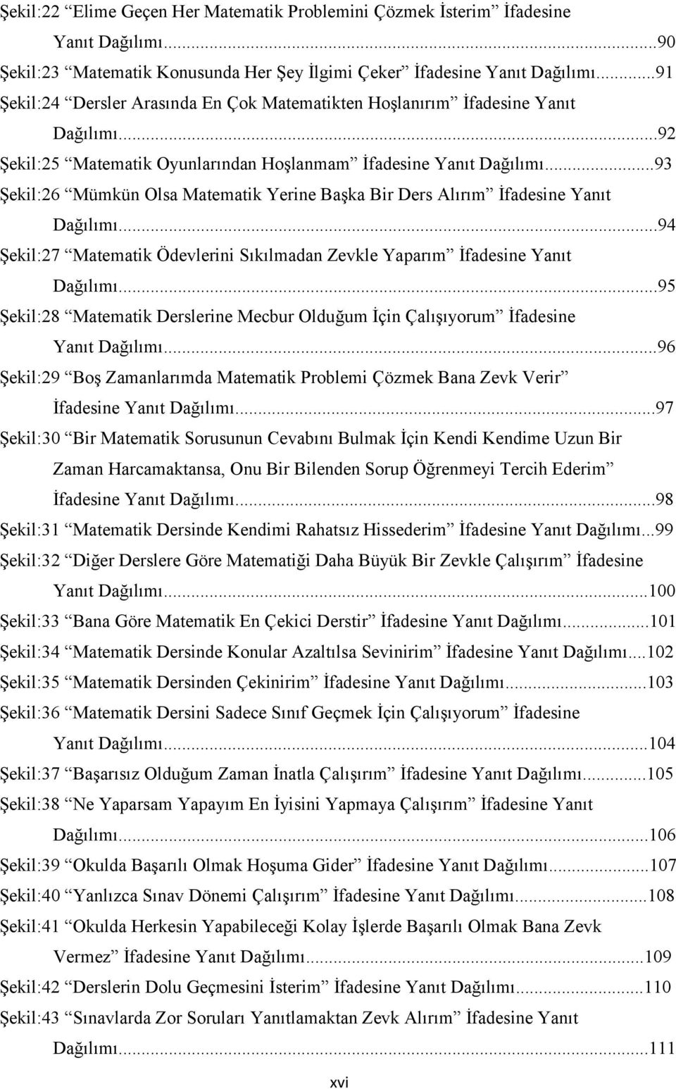 ..93 Şekil:26 Mümkün Olsa Matematik Yerine Başka Bir Ders Alırım İfadesine Yanıt Dağılımı...94 Şekil:27 Matematik Ödevlerini Sıkılmadan Zevkle Yaparım İfadesine Yanıt Dağılımı.