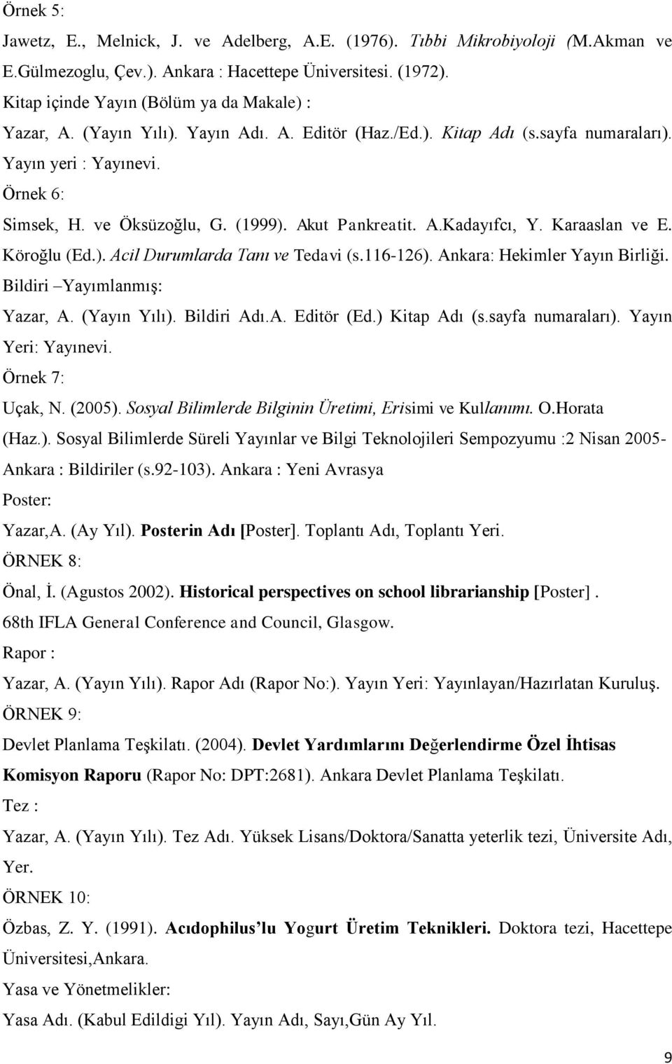 Akut Pankreatit. A.Kadayıfcı, Y. Karaaslan ve E. Köroğlu (Ed.). Acil Durumlarda Tanı ve Tedavi (s.116-126). Ankara: Hekimler Yayın Birliği. Bildiri Yayımlanmış: Yazar, A. (Yayın Yılı). Bildiri Adı.A. Editör (Ed.