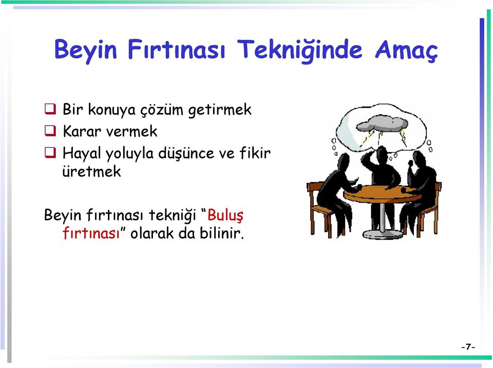 düşünce ve fikir üretmek Beyin fırtınası