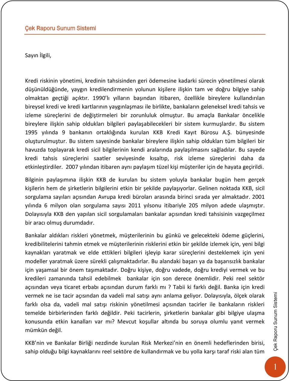 1990 lı yılların başından itibaren, özellikle bireylere kullandırılan bireysel kredi ve kredi kartlarının yaygınlaşması ile birlikte, bankaların geleneksel kredi tahsis ve izleme süreçlerini de