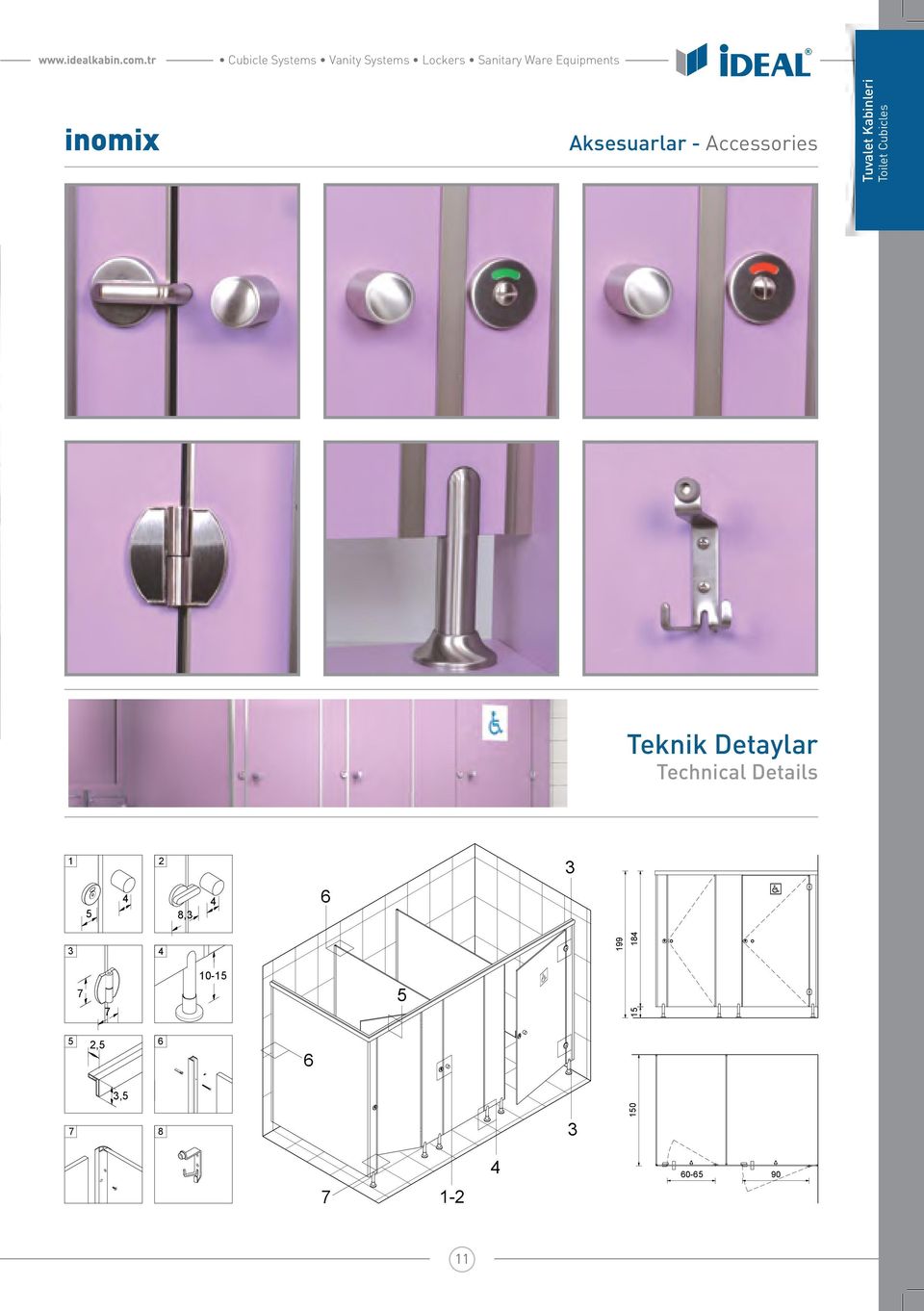 Toilet Cubicles Teknik Detaylar Technical Details 1 2 4 4 5