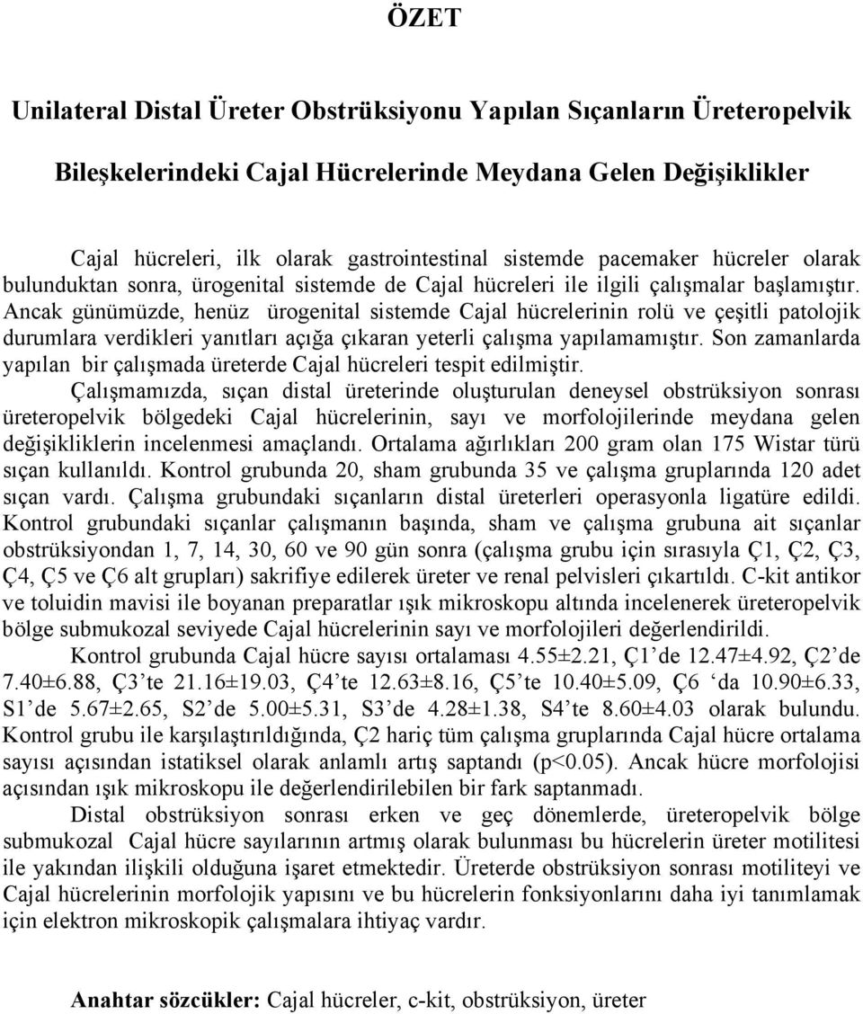 Ancak günümüzde, henüz ürogenital sistemde Cajal hücrelerinin rolü ve çeşitli patolojik durumlara verdikleri yanıtları açığa çıkaran yeterli çalışma yapılamamıştır.