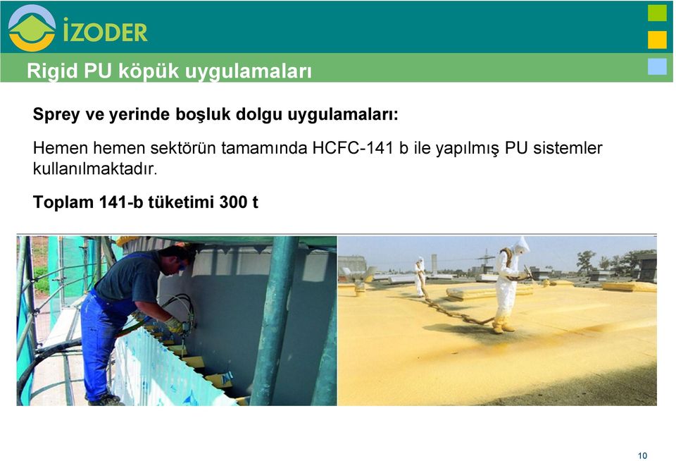 sektörün tamamında HCFC-141 b ile yapılmış PU