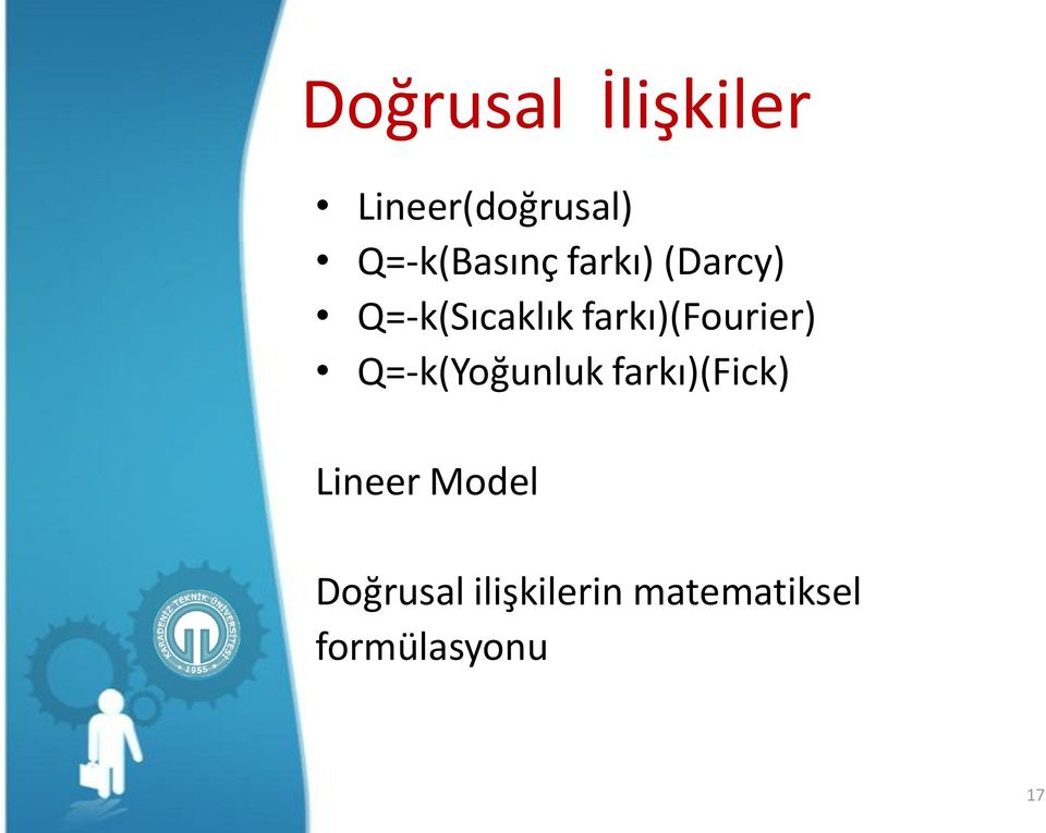 farkı)(fourier) Q=-k(Yoğunluk farkı)(fick)