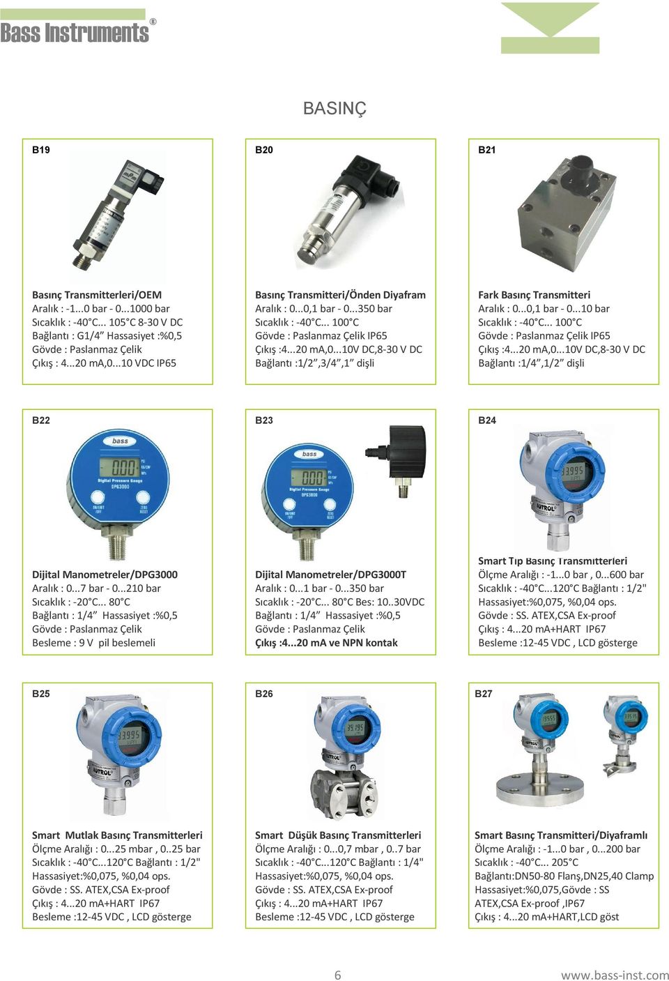 ..10v DC,8-30 V DC Bağlantı :1/2,3/4,1 dişli Fark Basınç Transmitteri Aralık : 0...0,1 bar - 0...10 bar Sıcaklık : -40 C... 100 C IP65 Çıkış :4...20 ma,0.