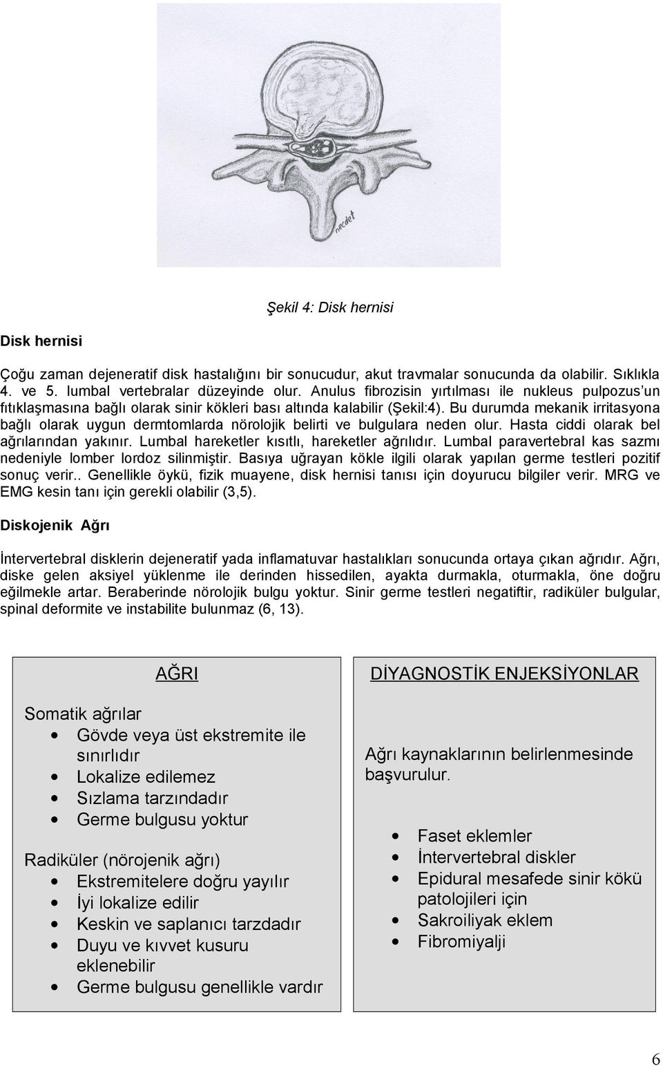 Bu durumda mekanik irritasyona bağlı olarak uygun dermtomlarda nörolojik belirti ve bulgulara neden olur. Hasta ciddi olarak bel ağrılarından yakınır. Lumbal hareketler kısıtlı, hareketler ağrılıdır.