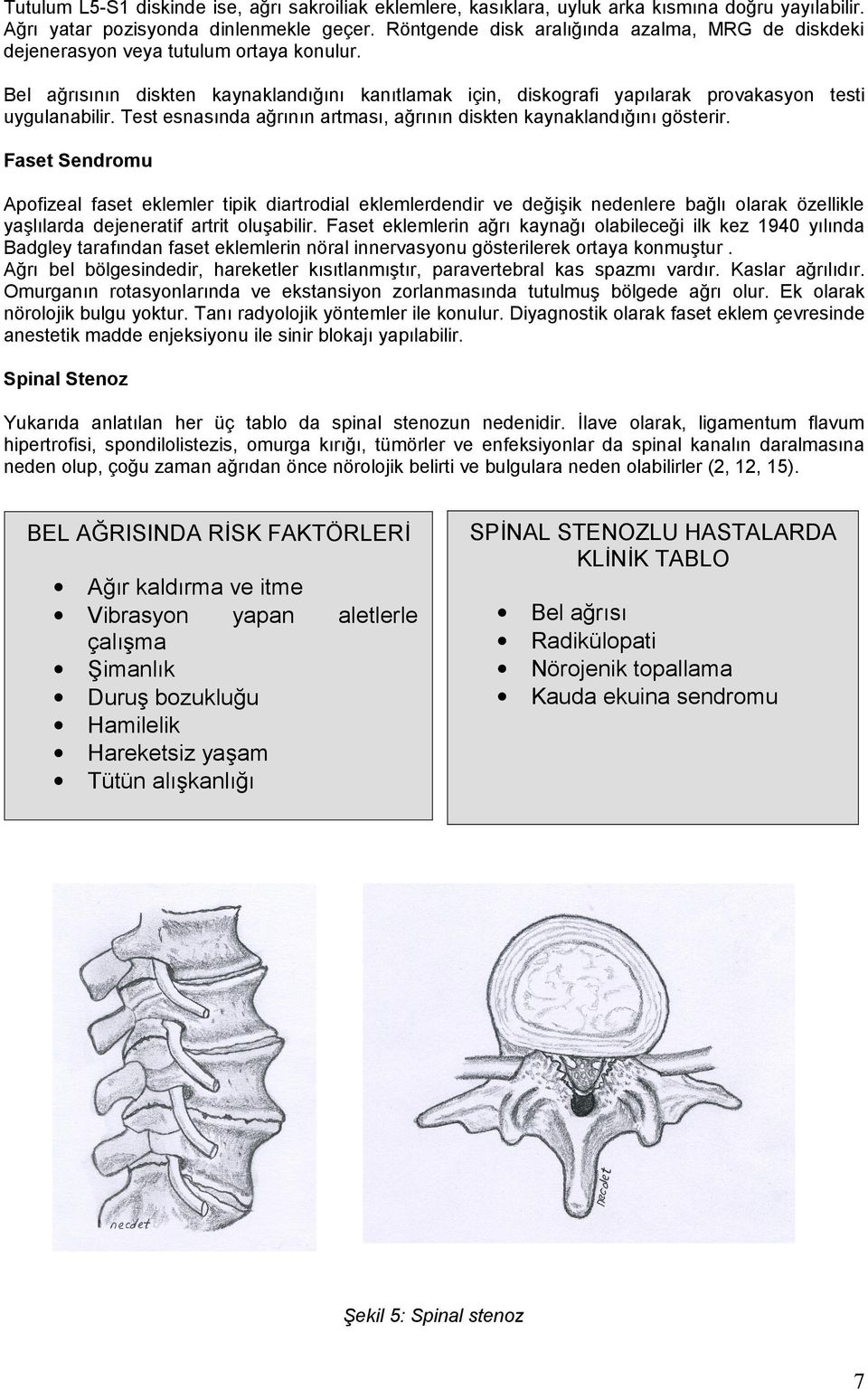 Test esnasında ağrının artması, ağrının diskten kaynaklandığını gösterir.