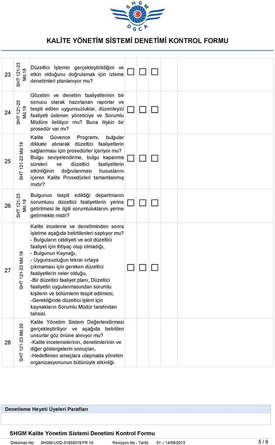 Buna ilişkin bir prosedür var mı? Kalite Güvence Programı, bulgular dikkate alınarak düzeltici faaliyetlerin sağlanması için prosedürler içeriyor mu?