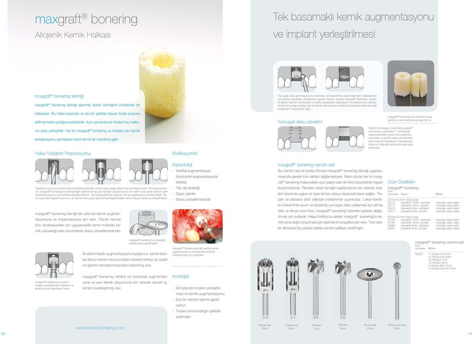 Bunun dışında maxgraft bonering, rezidüel defect hacmini doldurmak ve greftin potansiyel adaptasyon rezorbsiyonunu desteklemek için yavaş rezorbe olan bir kemik rejenerasyon materyali ile