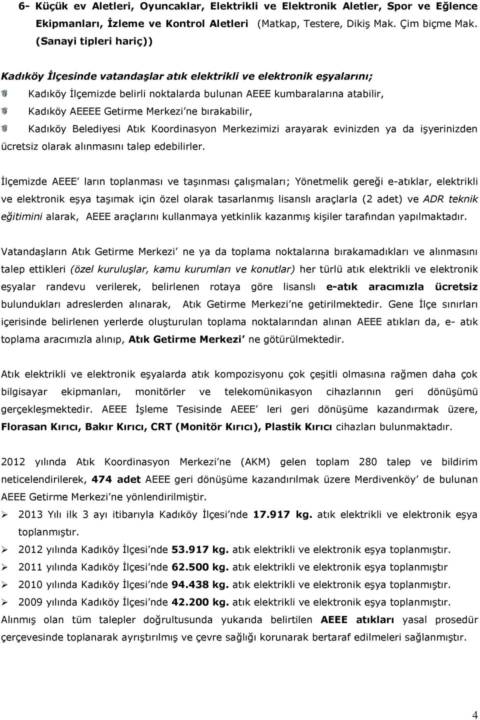 ne bırakabilir, Kadıköy Belediyesi Atık Koordinasyon Merkezimizi arayarak evinizden ya da işyerinizden ücretsiz olarak alınmasını talep edebilirler.