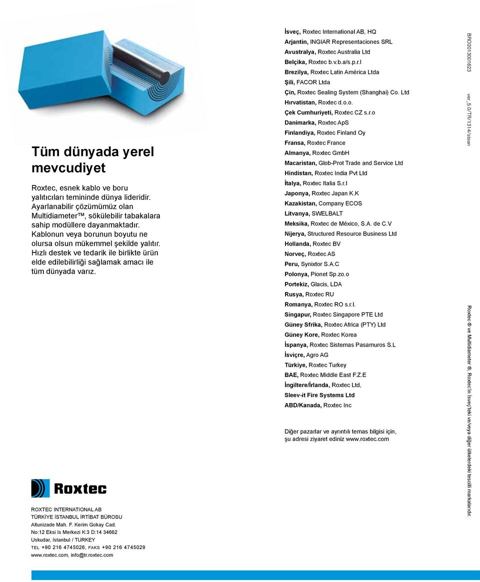 ROXTEC INTERNATIONAL AB TÜRKİYE İSTANBUL İRTİBAT BÜROSU Altunizade Mah. F. Kerim Gokay Cad.