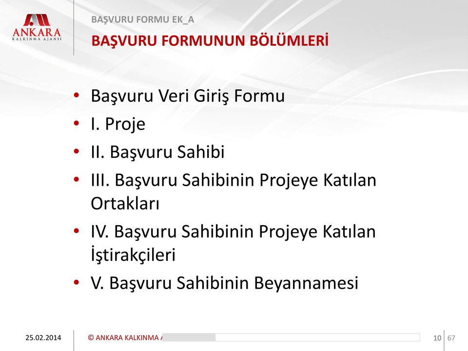 Başvuru Sahibinin Projeye Katılan Ortakları IV.