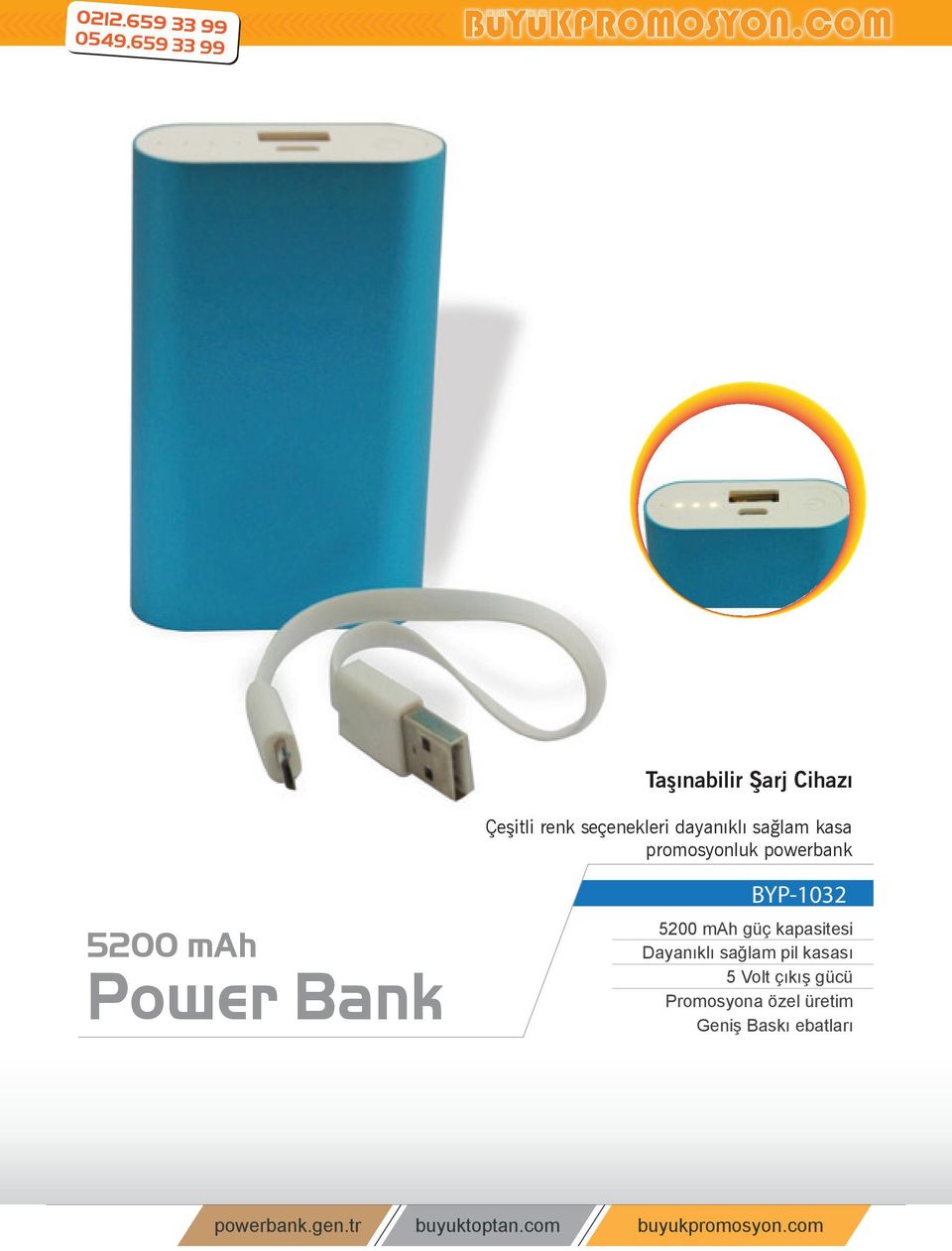 promosyonluk powerbank 5200 mah BYP-1032 5200