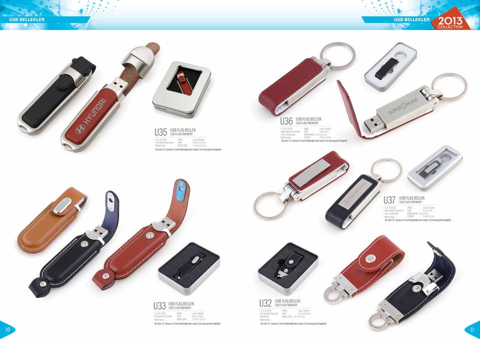 Metal gövdeli flaş bellek : 2 cm x 7 cm Derili, anahtarlıklı KAPAK : 3 cm x 1 cm Metal kutulu İÇ : 3 cm x 1,5 cm U33 USB FLAŞ BELLEK USB FLASH MEMORY 2, 4, 8, 16 GB Deri gövdeli flaş bellek