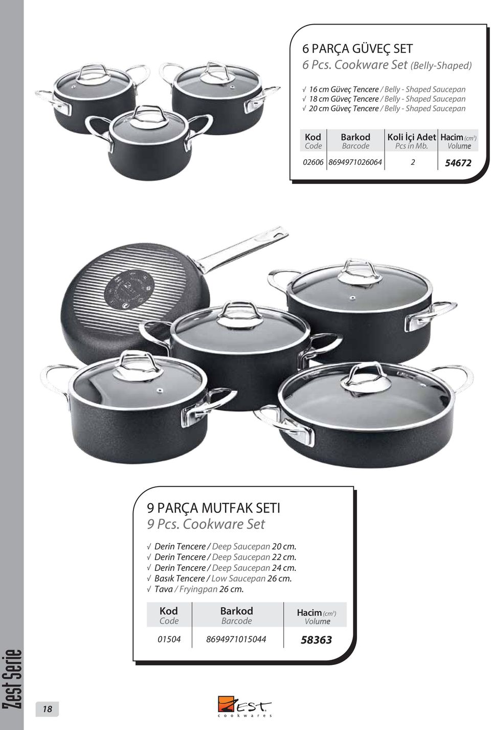 Saucepan cm Güveç Tencere / Belly - Shaped Saucepan 0 89497104 2 5472 9 PARÇA MUTFAK SETI 9 Pcs.