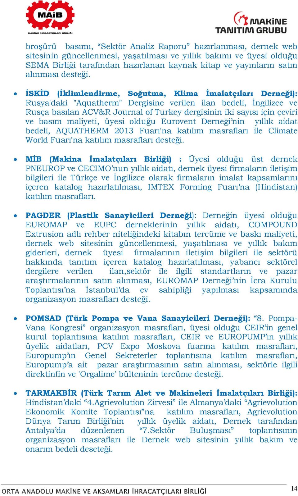 İSKİD (İklimlendirme, Soğutma, Klima İmalatçıları Derneği): Rusya'daki "Aquatherm" Dergisine verilen ilan bedeli, İngilizce ve Rusça basılan ACV&R Journal of Turkey dergisinin iki sayısı için çeviri