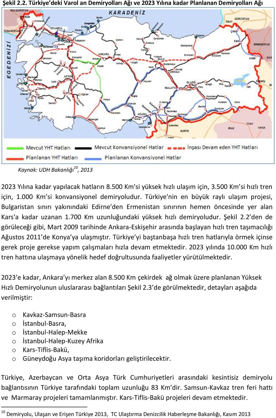 Türkiye'nin en büyük raylı ulaşım projesi, Bulgaristan sınırı yakınındaki Edirne'den Ermenistan sınırının hemen öncesinde yer alan Kars'a kadar uzanan 1.700 Km uzunluğundaki yüksek hızlı demiryoludur.