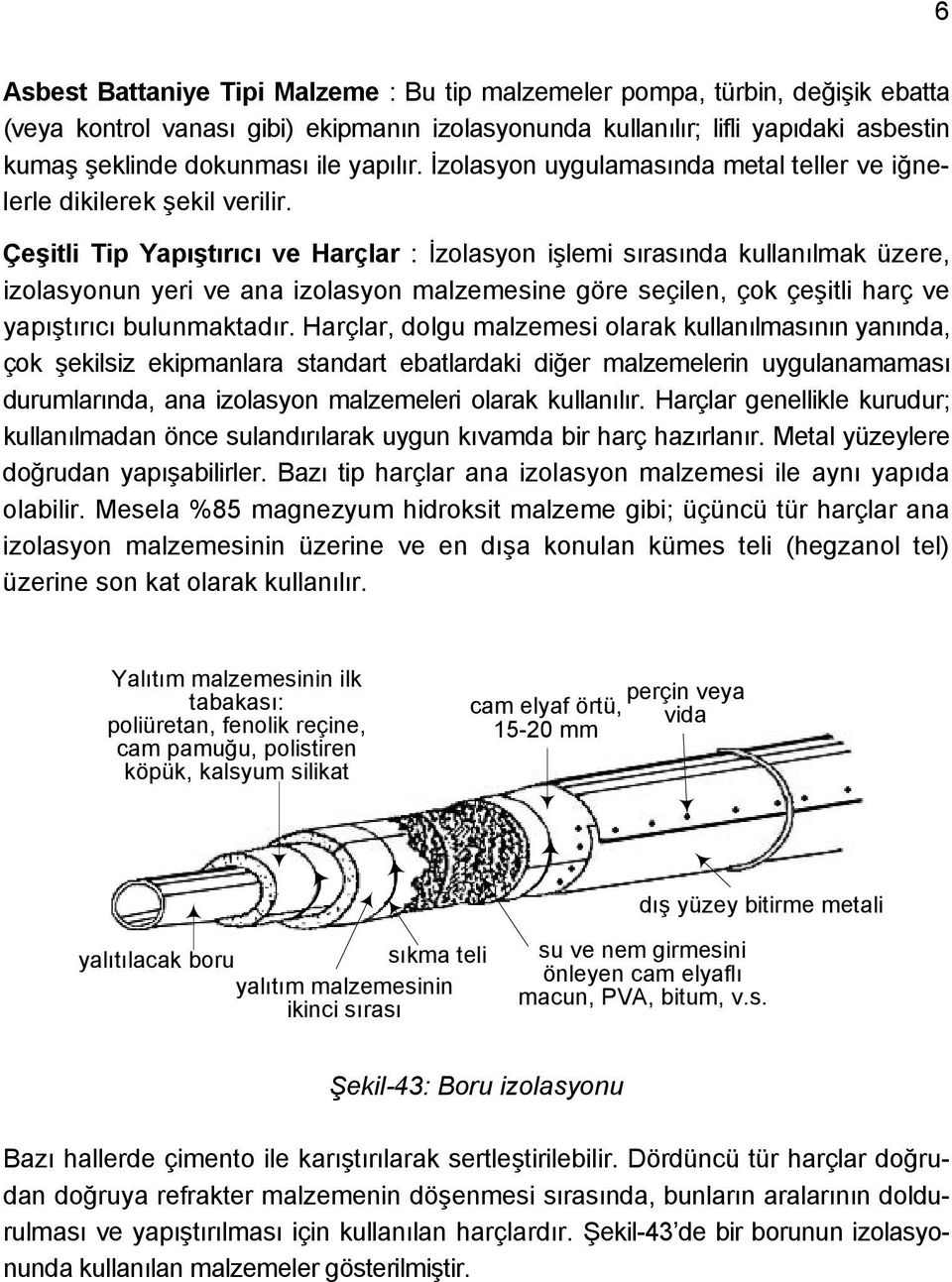 Çeşitli Tip Yapıştırıcı ve Harçlar : İzolasyon işlemi sırasında kullanılmak üzere, izolasyonun yeri ve ana izolasyon malzemesine göre seçilen, çok çeşitli harç ve yapıştırıcı bulunmaktadır.