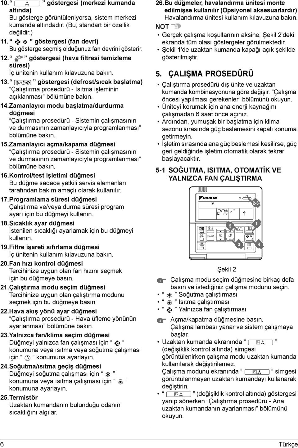 göstergesi (defrost/sıcak başlatma) Çalıştırma prosedürü - Isıtma işleminin açıklanması bölümüne bakın. 14.