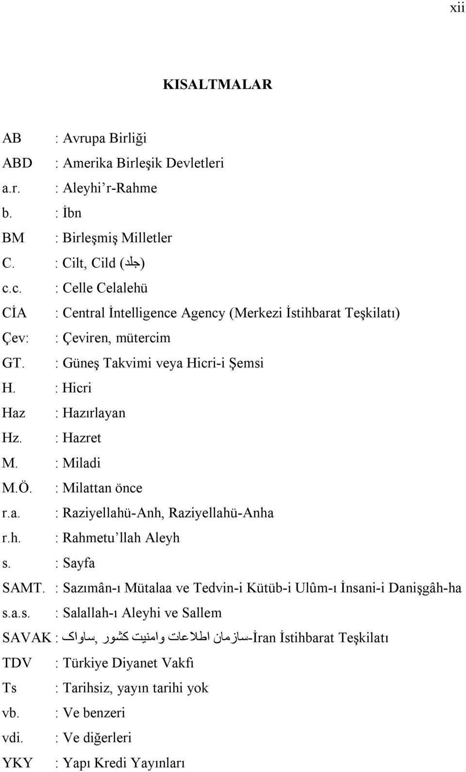 : Sayfa : Milattan önce : Raziyellahü-Anh, Raziyellahü-Anha : Rahmetu llah Aleyh SAMT. : Sazımân-ı Mütalaa ve Tedvin-i Kütüb-i Ulûm-ı İnsani-i Danişgâh-ha s.a.s.,ساواک : SAVAK TDV Ts vb.