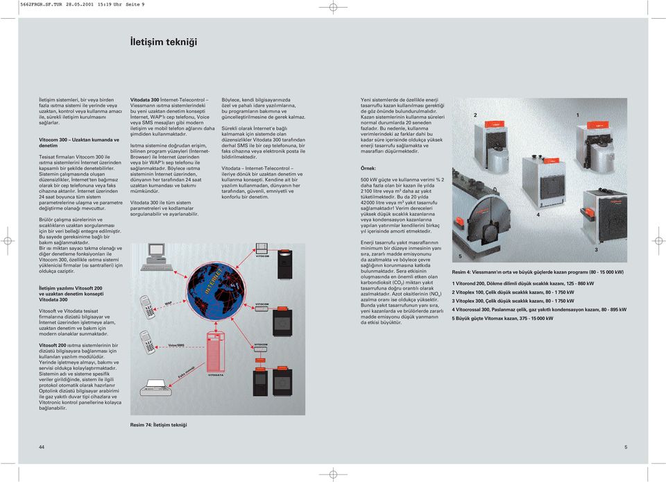 Vitocom 300 Uzaktan kumanda ve denetim Tesisat firmaları Vitocom 300 ile ısıtma sistemlerini Ïnternet üzerinden kapsamlı bir ëekilde denetebilirler.