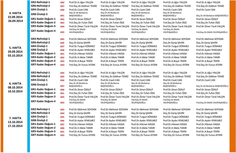 Dr.Sinan ÖZALP Prof.Dr.Sinan ÖZALP Prof.Dr.Sinan ÖZALP Prof.Dr.Sinan ÖZALP Prof.Dr.Sinan ÖZALP GR3-Kadın Doğum-2 GR3 Yrd.Doç.Dr.Tufan ÖGE Yrd.Doç.Dr.Tufan ÖGE Yrd.Doç.Dr.Tufan ÖGE Yrd.Doç.Dr.Tufan ÖGE Yrd.Doç.Dr.Tufan ÖGE GR5-Kadın Doğum-3 GR4 Prof.