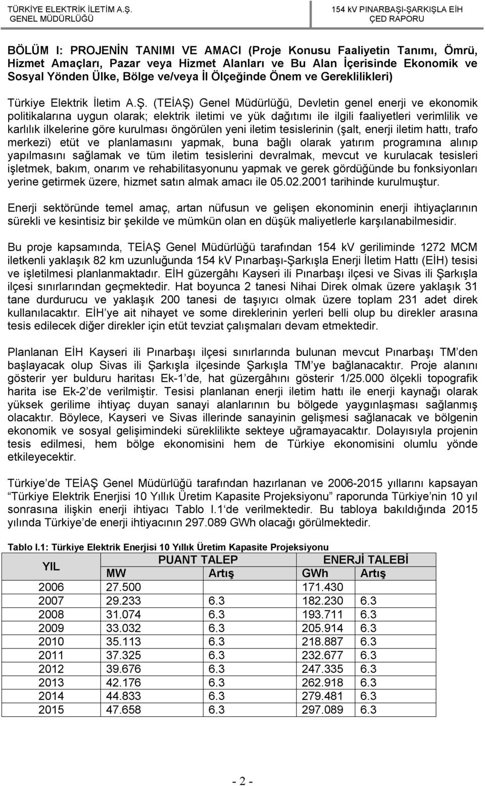 (TEİAŞ) Genel Müdürlüğü, Devletin genel enerji ve ekonomik politikalarına uygun olarak; elektrik iletimi ve yük dağıtımı ile ilgili faaliyetleri verimlilik ve karlılık ilkelerine göre kurulması