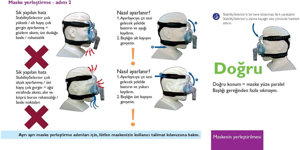 StabilitySelector'u daima kaçağın aksi yönünde hareket ettirin.