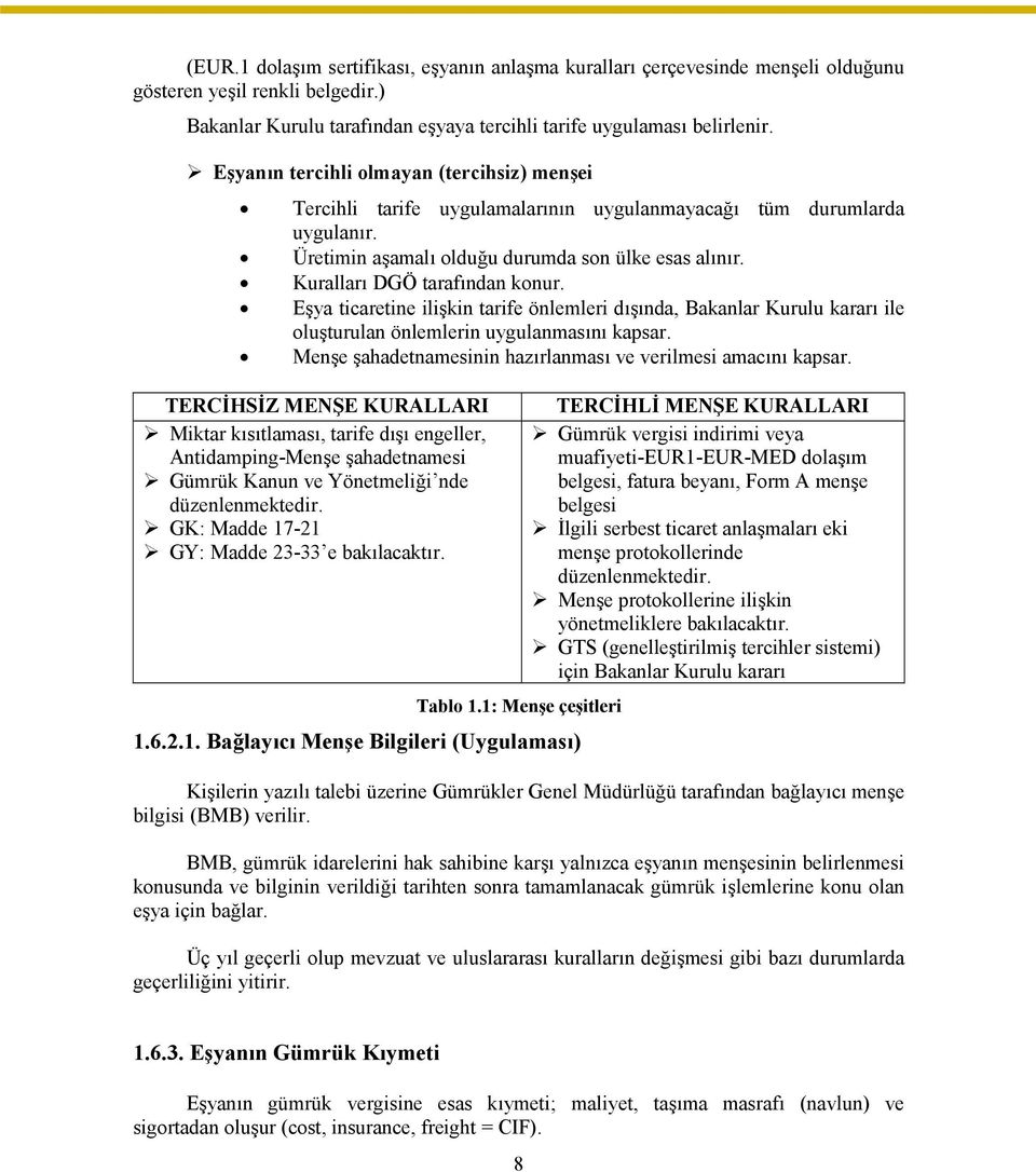 Kuralları DGÖ tarafından konur. Eşya ticaretine ilişkin tarife önlemleri dışında, Bakanlar Kurulu kararı ile oluşturulan önlemlerin uygulanmasını kapsar.