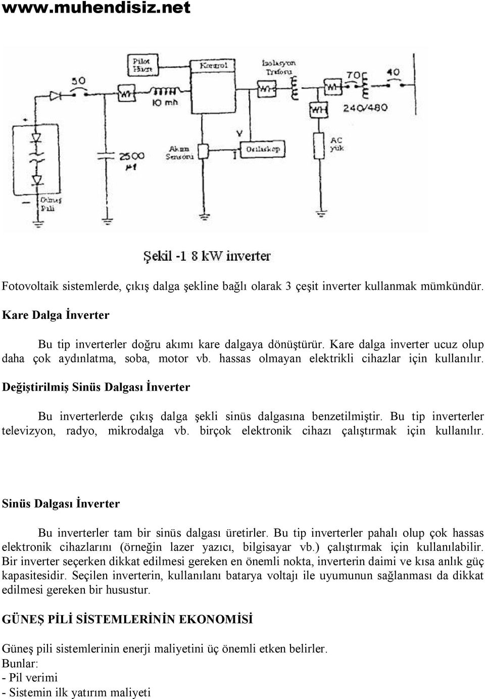 Değiştirilmiş Sinüs Dalgası İnverter Bu inverterlerde çıkış dalga şekli sinüs dalgasına benzetilmiştir. Bu tip inverterler televizyon, radyo, mikrodalga vb.