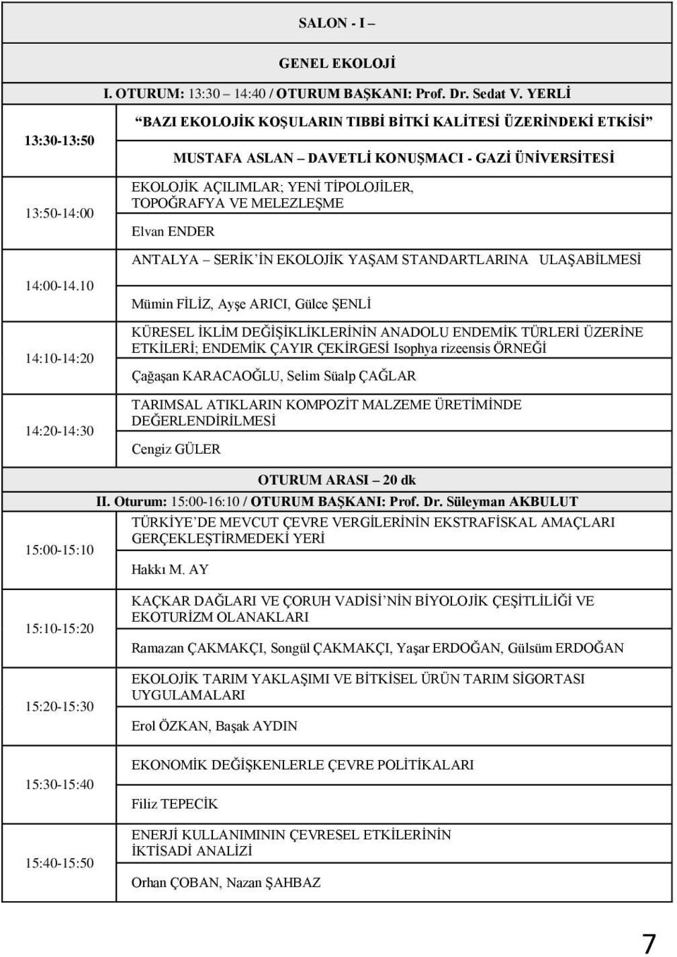 MELEZLEŞME Elvan ENDER ANTALYA SERİK İN EKOLOJİK YAŞAM STANDARTLARINA ULAŞABİLMESİ 14:00-14.