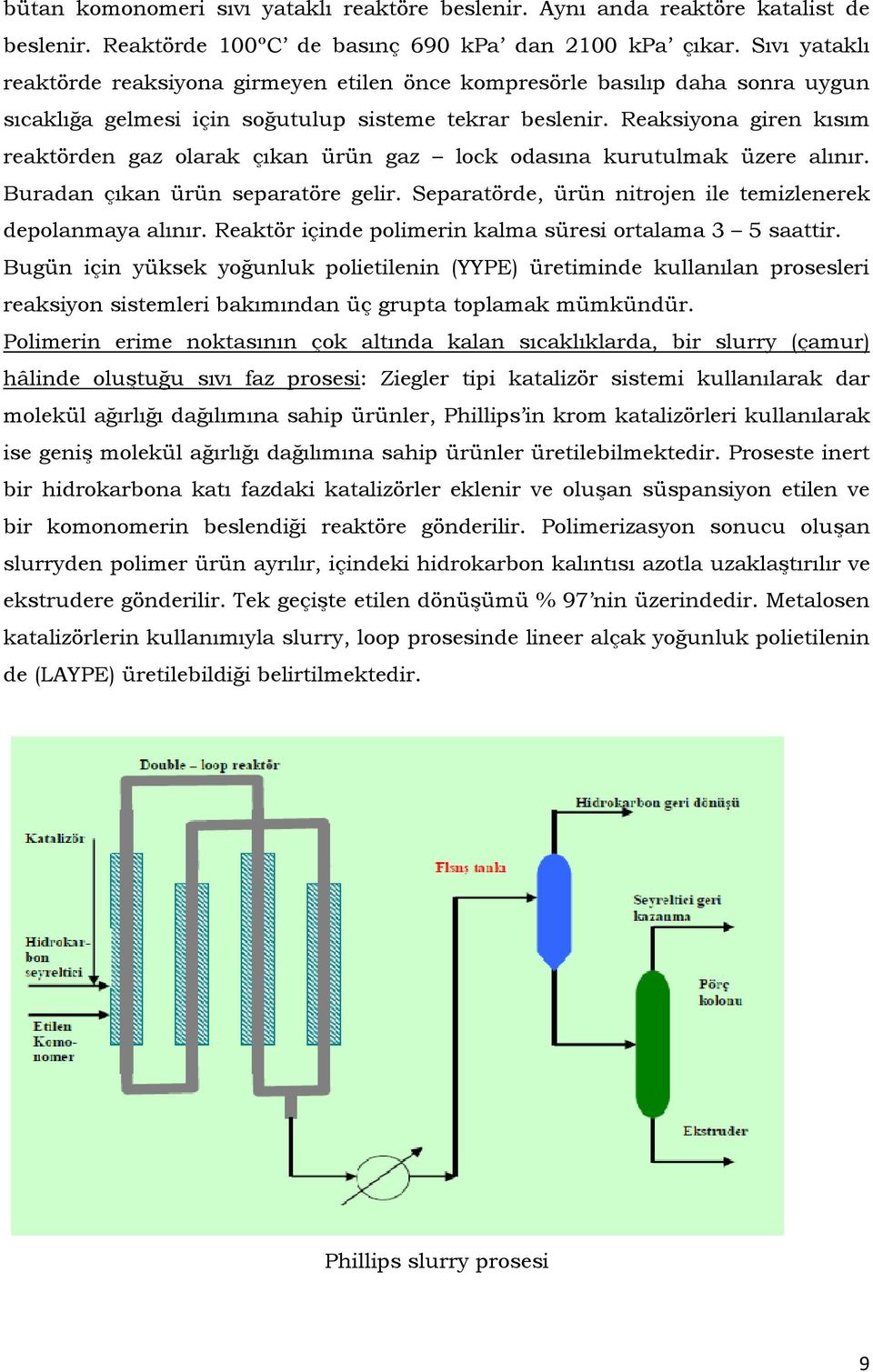 Reaksiyona giren kısım reaktörden gaz olarak çıkan ürün gaz lock odasına kurutulmak üzere alınır. Buradan çıkan ürün separatöre gelir. Separatörde, ürün nitrojen ile temizlenerek depolanmaya alınır.