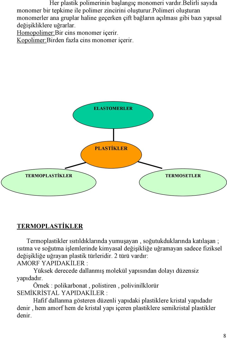 Kopolimer:Birden fazla cins monomer içerir.